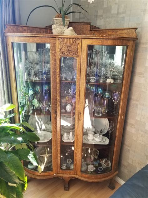 It features two cabinet doors with sleek black the tyrese china cabinet offers both storage space and display possibilities for your living room. Curved Glass Corner China Cabinet | My Antique Furniture ...