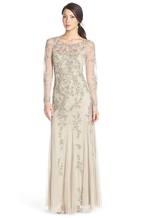 Adrianna Papell Embellished Mesh Illusion Gown Nordstrom Beaded