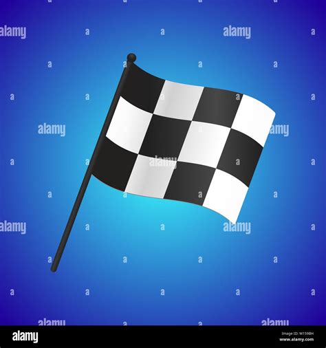 Checkered Flag Fluttering On Blue Gradient Background Sport And