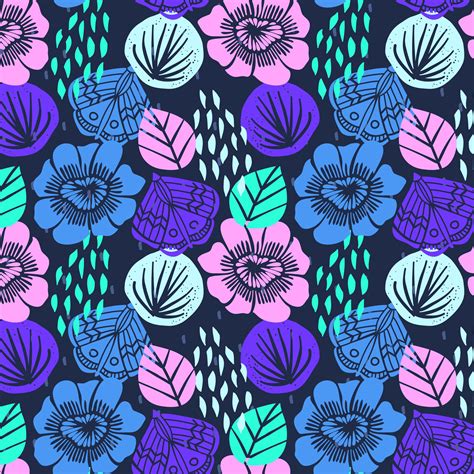 Hand Drawn Bold Bright Floral Pattern Download Free Vectors Clipart