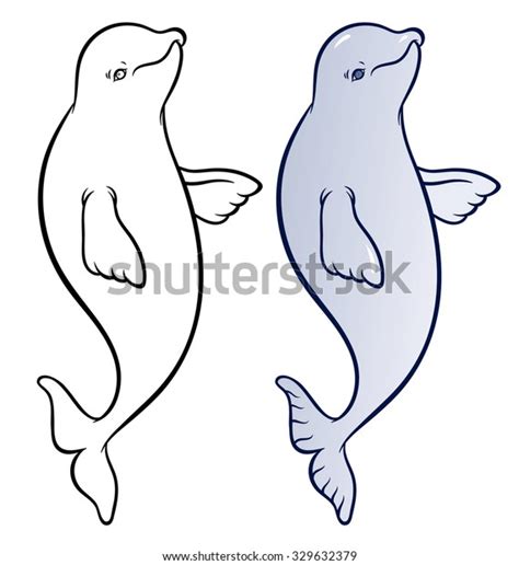 Happy Smiling Beluga Whale Cartoon Vector 스톡 벡터로열티 프리 329632379