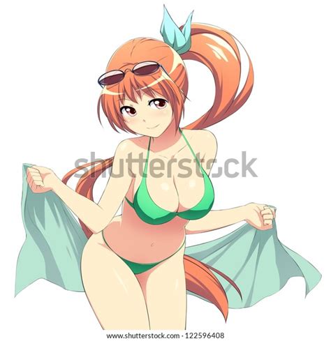 Sexy Ginger Anime Girl Bikini Stock Illustration 122596408