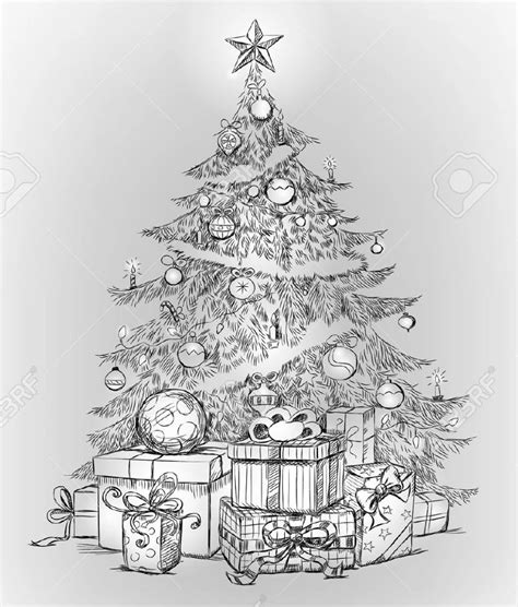 21 Christmas Pencil Drawings Christmas Tree Drawing Christmas