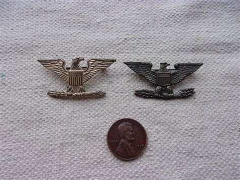 Ww2 Us Army Colonel Rank Insignia Pinback 2 Different 4613499616