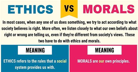 Ethics Vs Morals Difference Between Morals Vs Ethics In English 7 E