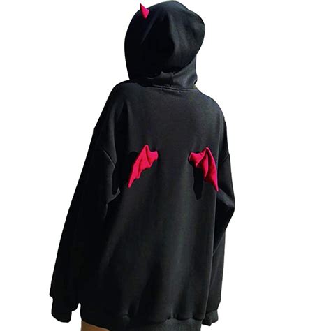 Harajuku Hoodies Girl Little Devil Horns Gothic Hooded Sweatshirts