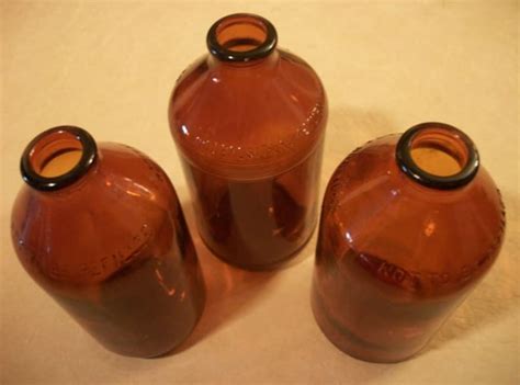 3 Old Beer Brown Glass Bottles Set Of Three Vintage Etsy