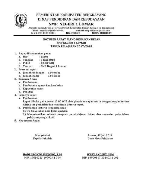 Demikian surat undangan ini kami buat. Contoh Notulen Rapat Pembentukan Struktur Organisasi ...