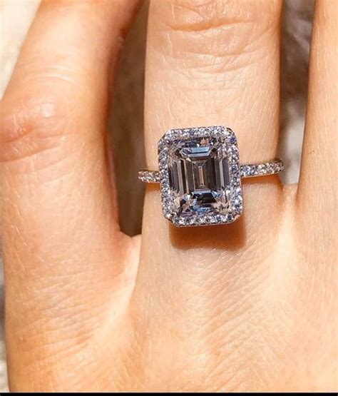 3 Carat Emerald Cut Lab Created Diamond Engagement Ring In 14k Etsy