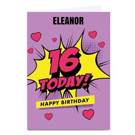 buy personalised hello munki 16th birthday card pink comic for gbp 2 29 card factory uk