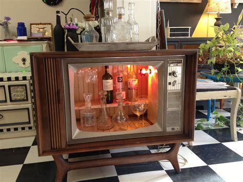 Repurposed Upcycled Television Console Into A Liquor Cabinet Classic