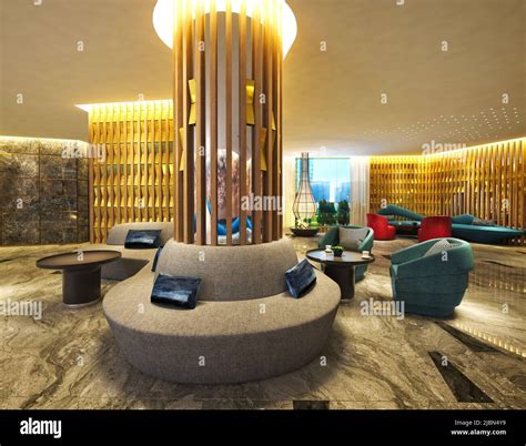 3d Render Luxury Hotel Lobby Reception Stock Photo Alamy