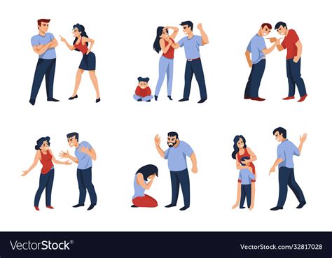 Couples Conflict Cartoon Angry Men And Women Vector Image