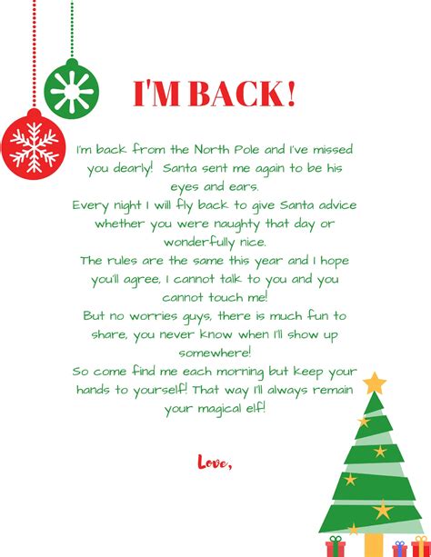 Elf On The Shelf Im Back Letter Free Printable Web Welcome Letter From