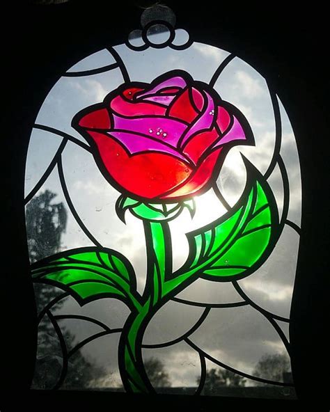 Disney Inspired Beauty And The Beast Rose Imitation Stained Glass Window