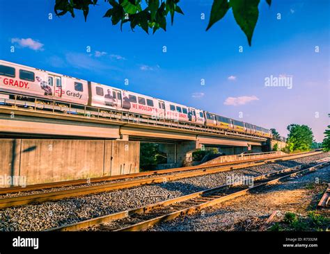 A Marta Metropolitan Atlanta Rapid Transit Authority Train Passes On