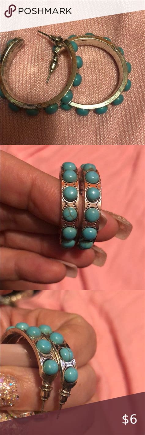 Hoops With Turquoise Beads Beaded Jewelry Earrings Turquoise Bead