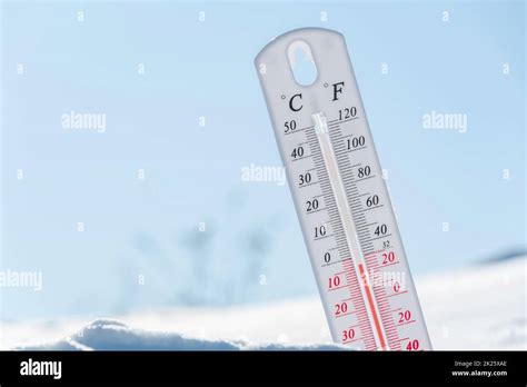The Thermometer In Winter Lies On The Snow And Shows Low Negative Air