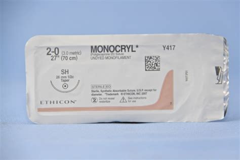 Ethicon Suture Y417h 2 0 Monocryl Undyed 27 Sh Taper Esutures