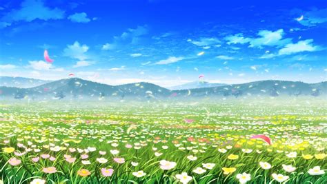 Kids Learning A U I Anime Field Of Flowers Background Anime In