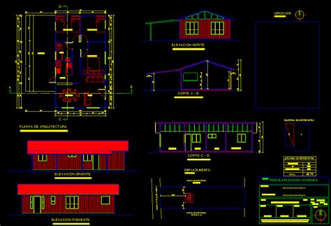 Planos De Prototipo Casa En Dwg Autocad Vivienda Unifamiliar My Xxx