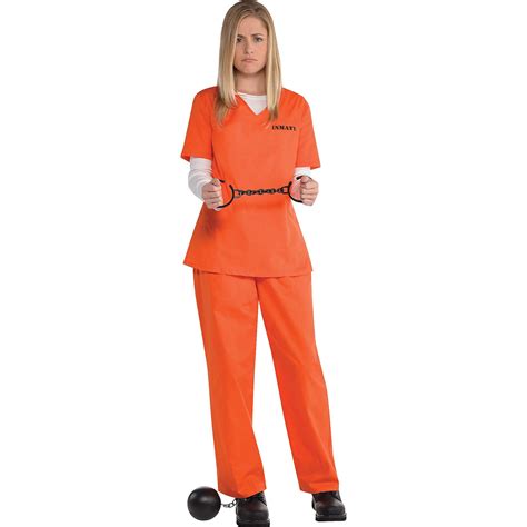 Adults Orange Inmate Fancy Dress Prisoner Costume Ladies Convict