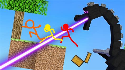 Stickman Vs Minecraft Animation ~ Ender Dragon Vs Sky Block Youtube