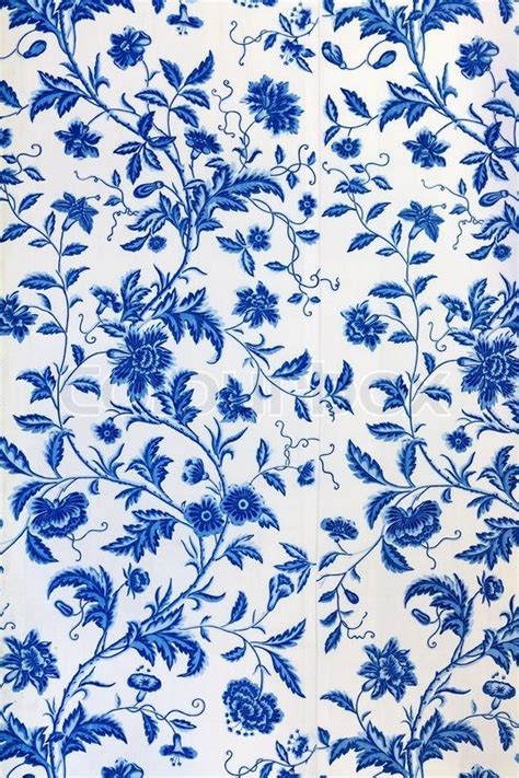Navy Blue And White Floral Wallpaper