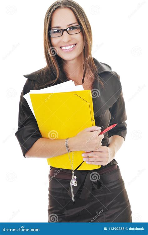 Business Woman Hold Papers And Folder Stock Photo Image Of People