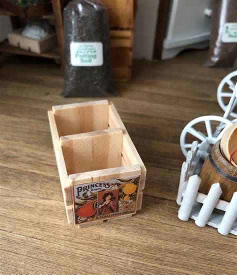 Miniature Wood Crate Divided Wood Fruit Crate Dollhouse Miniature 1