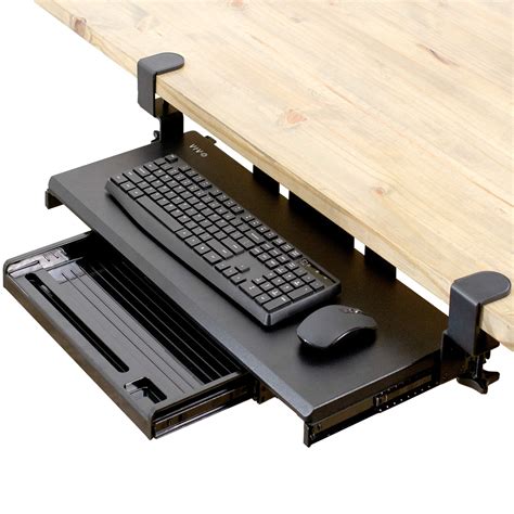 Vivo Large Keyboard Tray Under Desk Pull Out Platform With Pencil Drawer Extra Sturdy C Clamp