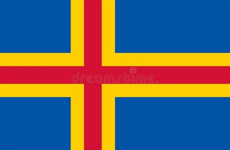 National Flag Aland Islands Autonomous Region Of Finland Yellow