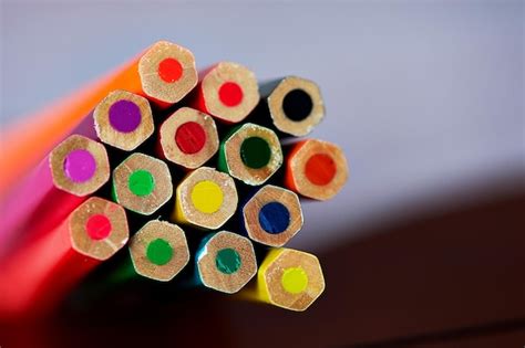 Premium Photo Colored Pencils Sharpened Tightly Gathered Macro