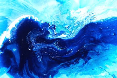 Large Navy Abstract Blue Abstract Ocean Wave Painting Blue Seascape