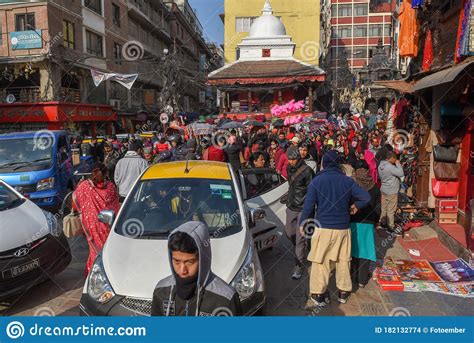 Traffic Jam On The Center Of Kathmandu In Nepal Editorial Stock Image