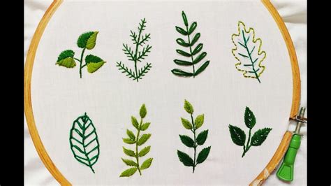 Simple Hand Embroidery Stitches For Small Leaves Youtube Diy