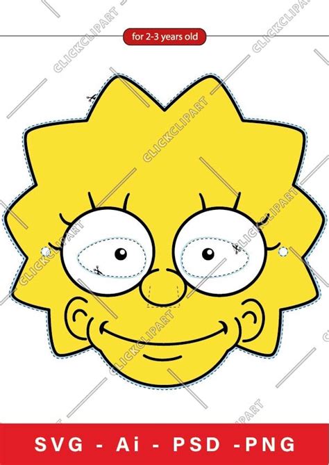 Lisa Simpsons Birthday Party Digital Paper Face Mask Svg Etsy