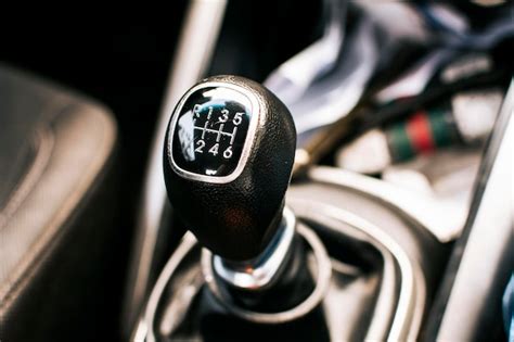 Manual gear lever of a car close up of a car gear stick manual