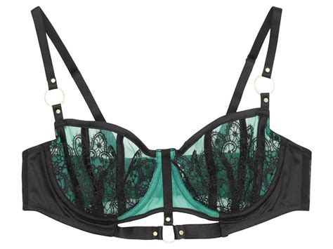Playful Promises Emelda Ring Detail Satin And Lace Bra Emerald