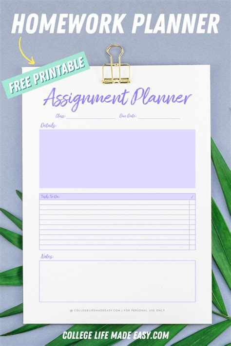 Homework Planner Tracker Templates Perfect For Students Download