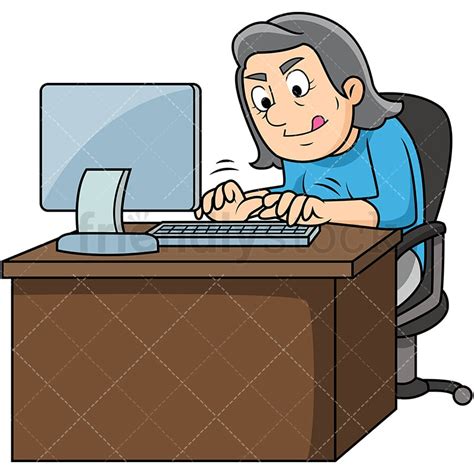 Woman Typing Clipart