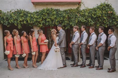 Coral And Grey Wedding