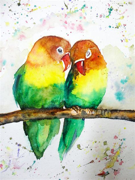 Lovebird Watercolor Painting