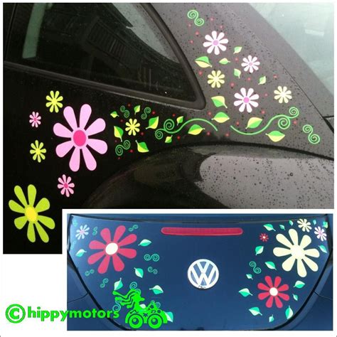big pack of daisy curls and leaves car decals made from long lasting colourfast vinyl daisy