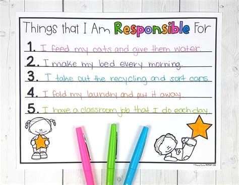 Responsibility Worksheets For Kindergarten