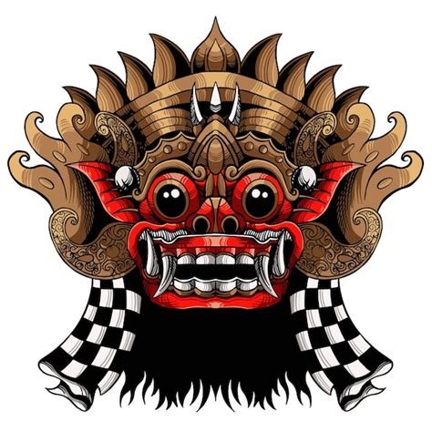 Premium Vector Barong Balinese Mask Vector Illustration