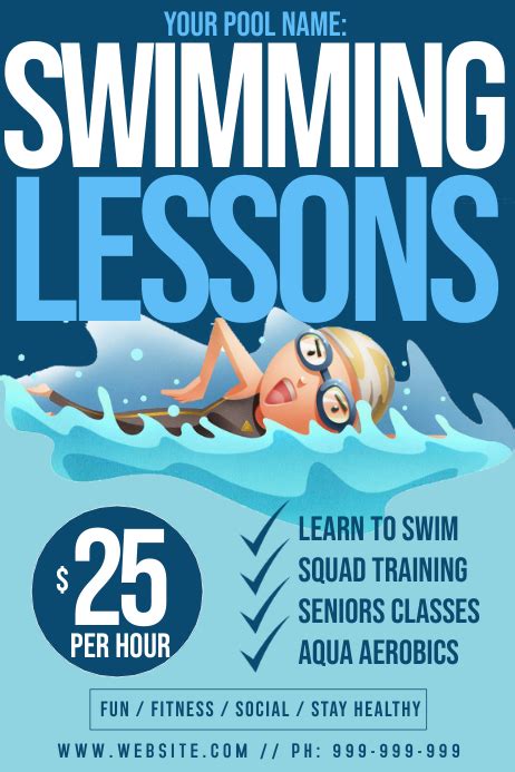 Swimming Lessons Poster Template Postermywall