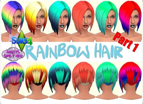Rainbow Hair Part 1 Rainbow Hair Sims Sims 4