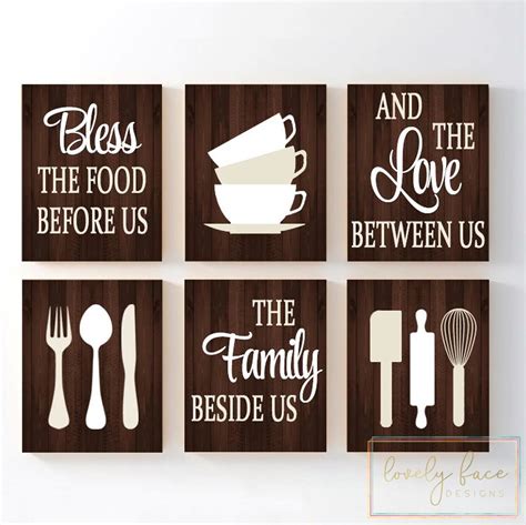 Kitchen Quote Wall Art Kitchen Prints Or Canvas Bless Food Etsy