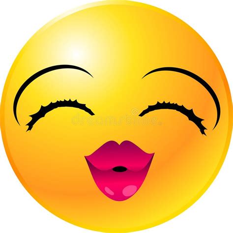 A Yellow Smiley Face With Closed Eyes And Pink Lipstick On Its Lips